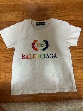 Balenciaga White Kids Rainbow Logo Tee